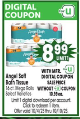 Jewel-Osco Angel soft bath tissue offer