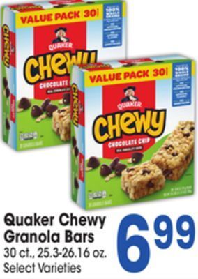 Jewel-Osco Quaker chewy granola bars offer