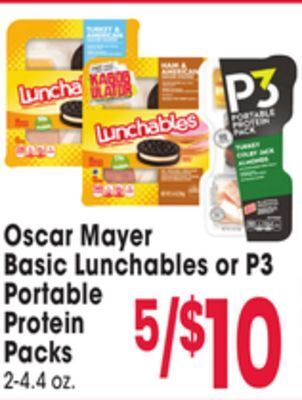 Jewel-Osco Oscar mayer basic lunchables or p3 portable protein packs offer