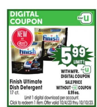 Jewel-Osco Finish ultimate dish detergent offer