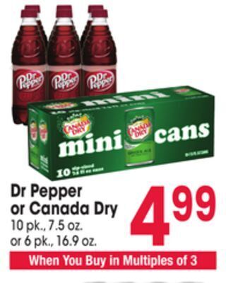 Jewel-Osco Dr pepper or canada dry offer