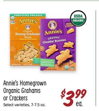 Sprouts Farmers Market Annie's homegrown organic grahams or crackers offer