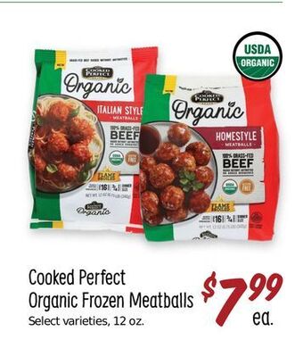 Sprouts Farmers Market Cooked perfect organic frozen meatballs offer