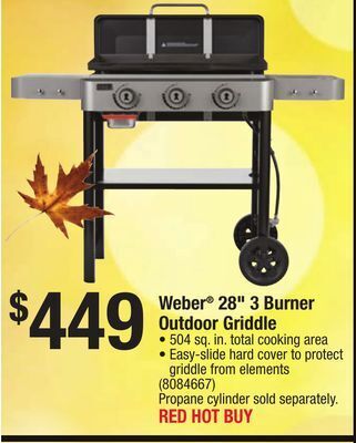 Ace Hardware Weber 28 3 burner outdoor griddle offer