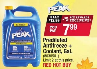 Ace Hardware Peak prediluted antifreeze + coolant, gal offer