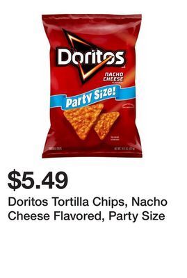 Wegmans Doritos tortilla chips, nacho cheese flavored, party size offer
