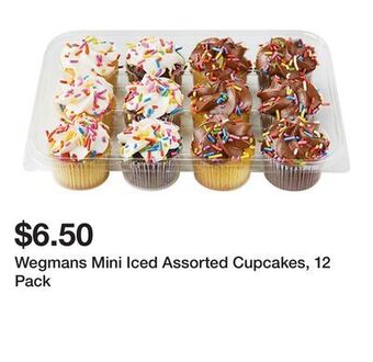 Wegmans Wegmans mini iced assorted cupcakes, 12 pack offer