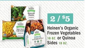 Heinen's Heinen's organic frozen vegetables 16 oz. or quinoa sides 10 oz offer