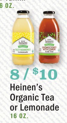 Heinen's Heinen's organic tea or lemonade offer