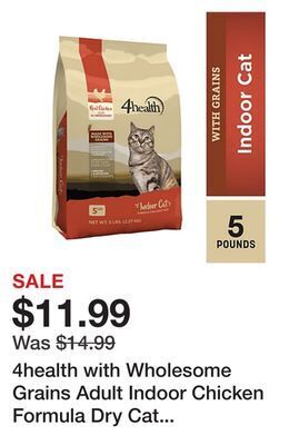 Tractor Supply Company 4health with wholesome grains adult indoor chicken formula dry cat food offer