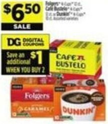 Dollar General Folgers, Cafe Bustelo offer