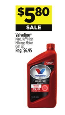 Dollar General Valvoline maxlife tm high mileage motor oil offer
