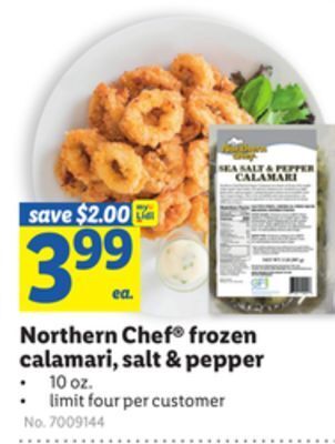 Lidl Northern chef frozen calamari, salt & pepper offer
