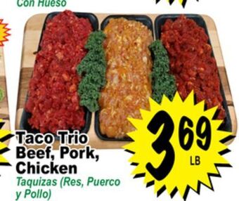 Superior Grocers Taco trio beef, pork, chicken offer