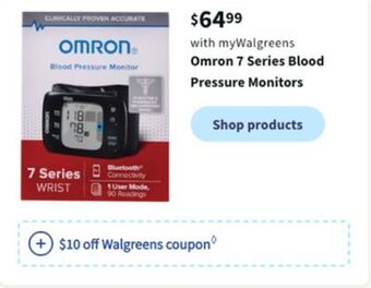 Walgreens Omron 7 series blood pressure monitors offer