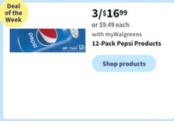 Walgreens 12-pack pepsi products offer