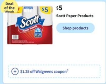 Walgreens Scott paper products offer