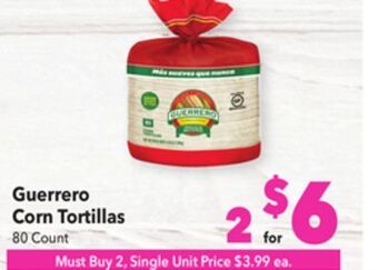 Vallarta Supermarkets Guerrero corn tortillas offer