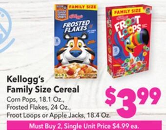 Vallarta Supermarkets Kellogg's family size cereal offer