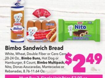 Vallarta Supermarkets Bimbo sandwich bread offer