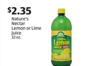 Aldi Nature's nectar lemon or lime juice offer
