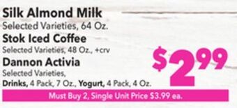 Vallarta Supermarkets Silk almond milk offer