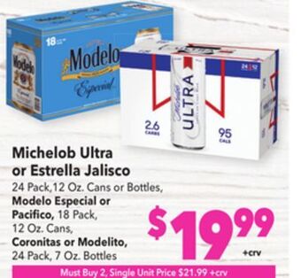 Vallarta Supermarkets Michelob ultra or estrella jalisco offer