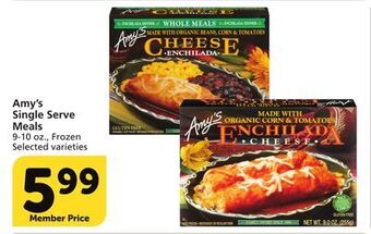 Vons Amy's single serve meals offer
