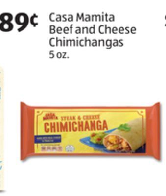 Aldi Casa mamita beef and cheese chimichangas offer