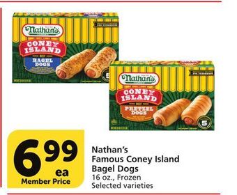 Vons Nathan's famous coney island bagel dogs offer