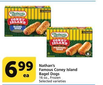 Albertsons Nathan's famous coney island bagel dogs offer