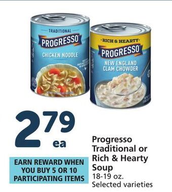 Albertsons Progresso traditional or rich & hearty soup offer
