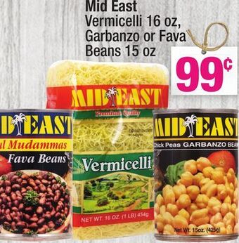 Super King Markets Mid east vermicelli 16 oz, garbanzo or fava beans 15 oz offer