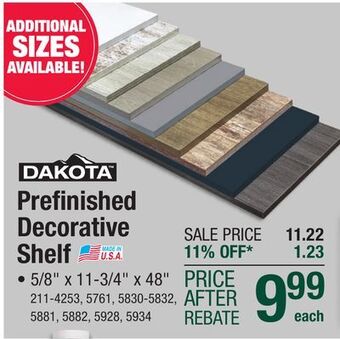 Menards Dakota 5/8 x 11-3/4w x 4'l barnwood prefinished decorative square edge shelf offer