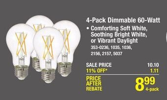 Menards Sylvania truwave natural series 60-watt equivalent a19 bright white dimmable led light bulb - 4 pack offer