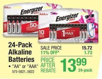 Menards Energizer max aa alkaline batteries - 24 pack offer