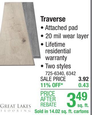 Menards Great lakes traverse series carbon grey 7 x 48 x 6mm floating luxury vinyl plank flooring (14.02 sq.ft/ctn) offer