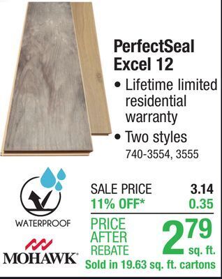 Menards Mohawk perfectseal excel 12 southwick pine 7-1/2 x 47-1/4 waterproof laminate flooring (19.63 sq.ft/ctn) offer