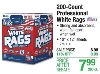 Menards Sellars toolbox professional white rags shop towels - 200 count offer