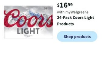 Walgreens 24-pack coors light products offer