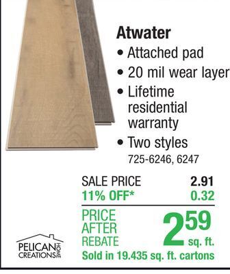 Menards Pelican creations home atwater lakeshore gray 5.83 x 48.03 floating luxury vinyl plank flooring (19.435 sq.ft/ctn) offer