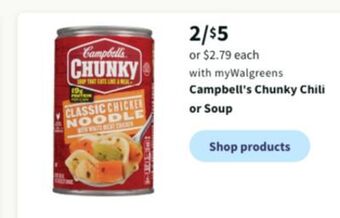 Walgreens Campbell's chunky chili or soup offer