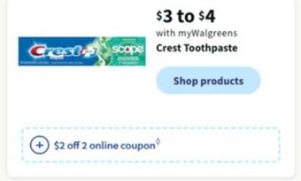Walgreens Crest toothpaste offer