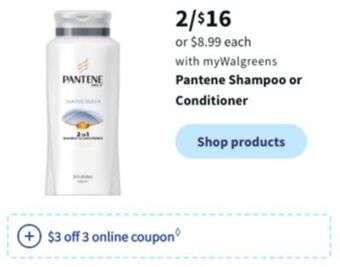 Walgreens Pantene shampoo or conditioner offer