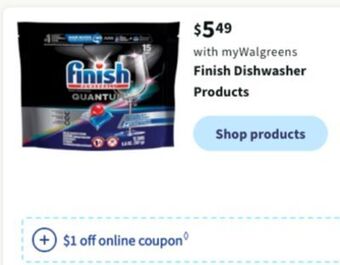 Walgreens Finish dishwasher products offer