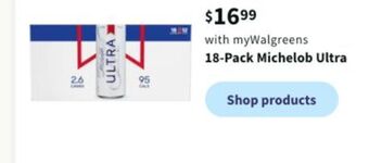 Walgreens 18-pack michelob ultra offer