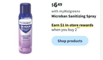 Walgreens Microban sanitizing spray offer