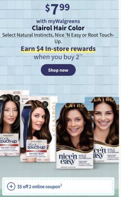 Walgreens Clairol hair color offer