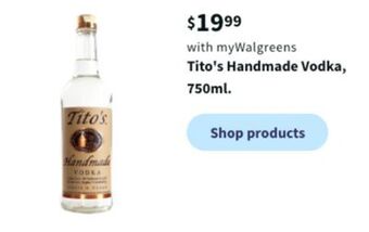 Walgreens Tito's handmade vodka, 750ml offer
