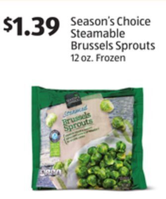 Aldi Season's choice steamable brussels sprouts offer